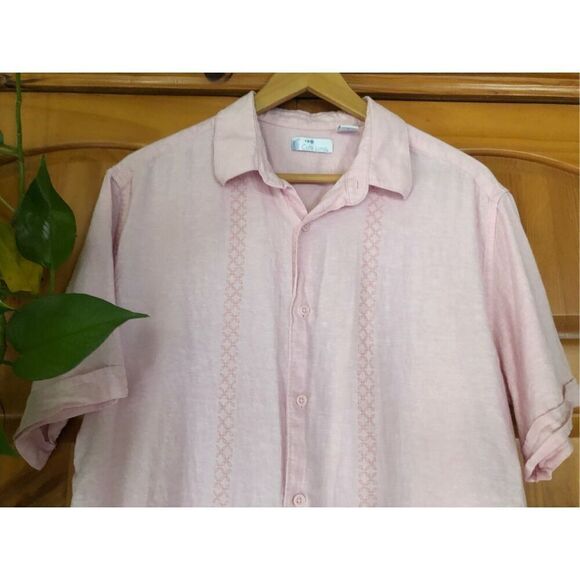 Café Luna Linen Blend Mens Button Down Shirt Size M - Picture 3 of 12